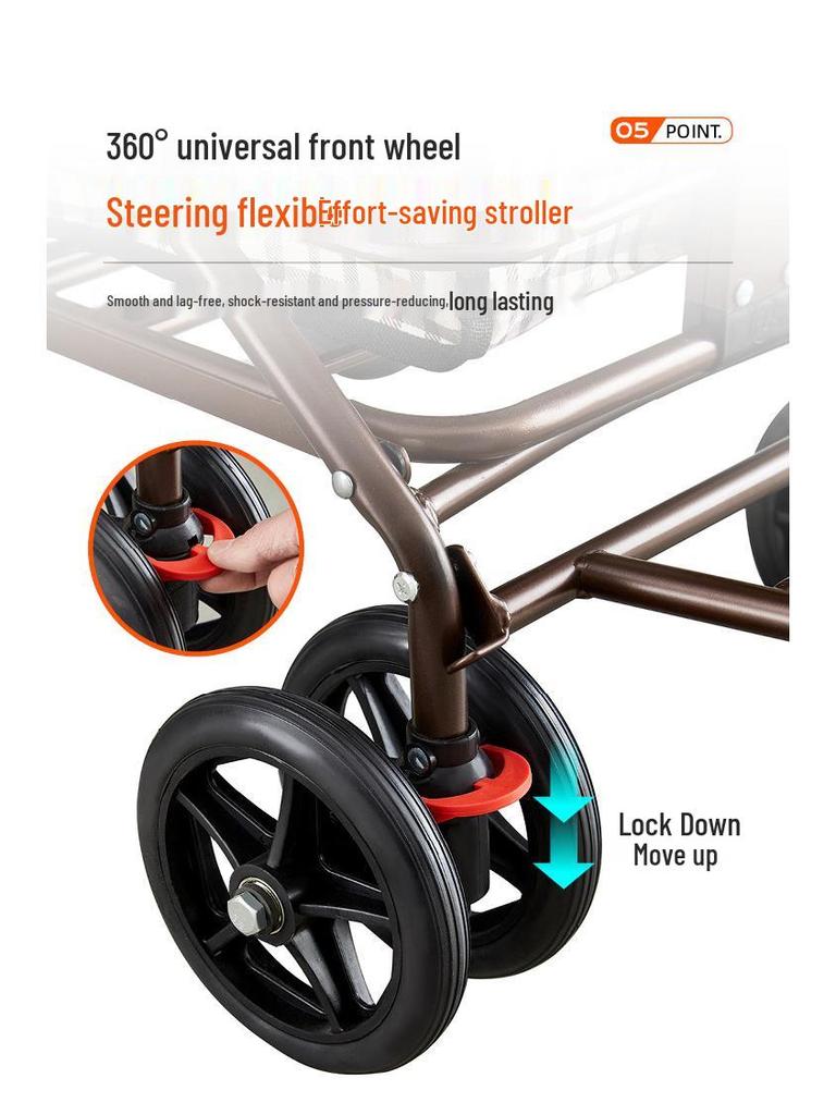 Foldable Mobility Scooter: Pushable & Rideable Elderly Walker with Four Wheels, Portable Shopping Assistant
