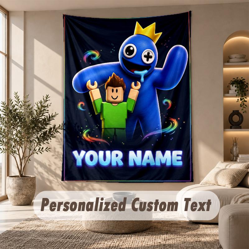 Rainbow Friends Tapestry, Personalized Custom Text, Wall Hanging Tapestry For Living Room Home Wall Decor
