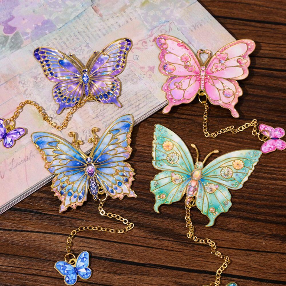 with Charm Chain Page Marker Metal Butterfly Bookmark Durable Bookmark  Students