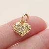 2Piece/Lot 14/18K Gold Color Plated Heart Shape Pendants with Zircon for DIY Bracelets Necklace Jewelry Making Accessories