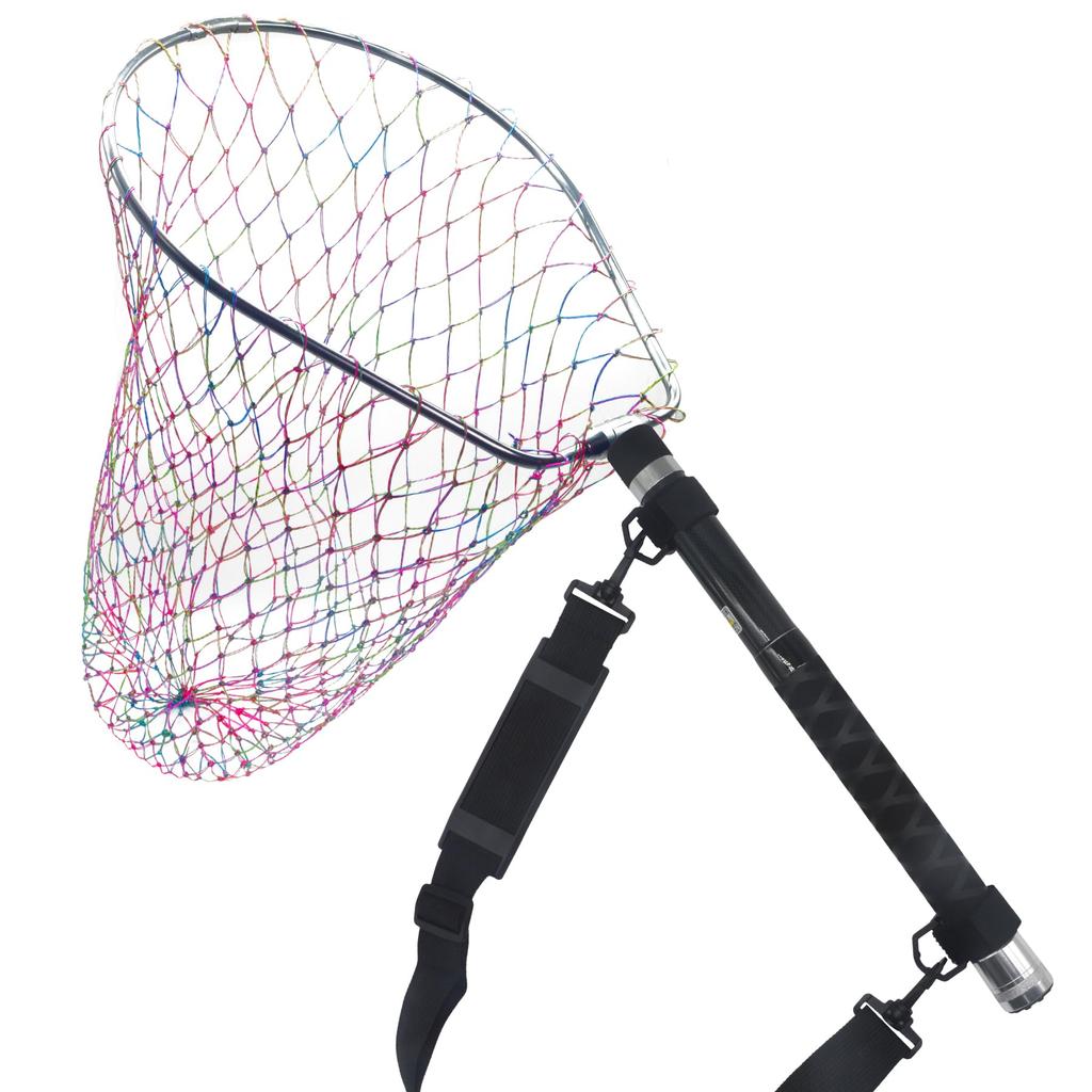 CHEUNG WIN Landing Oval Small Extendable Landing Net Knit Nylon 300mm Net, Frame, Foldable, Joint, Handle, Compact, Double-Thread Net, Multicolor,