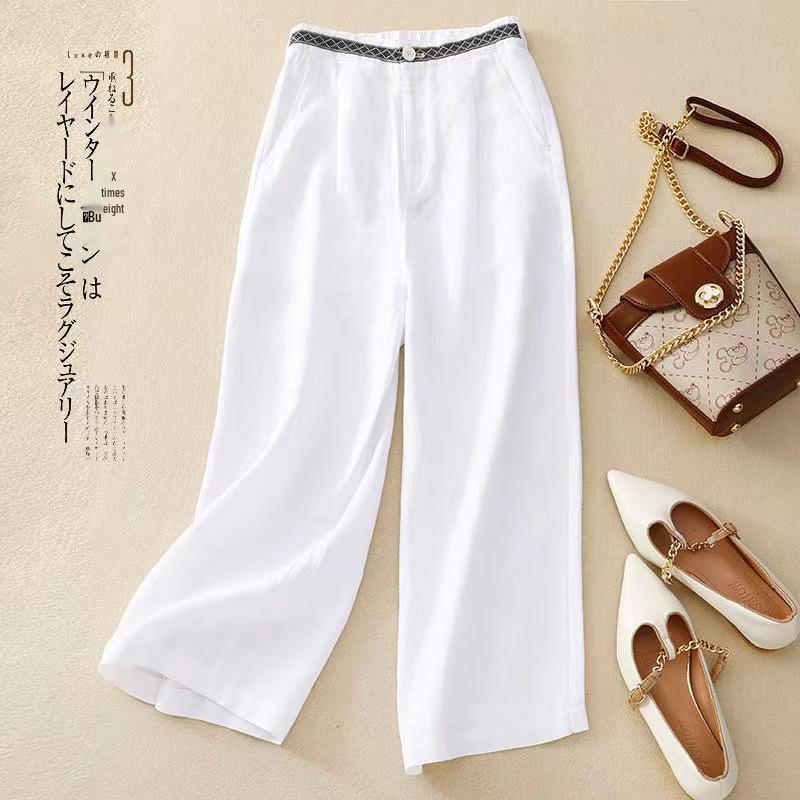 Trendy Women's Japanese-Style Wide-Leg Cotton and Linen Drape Pants
