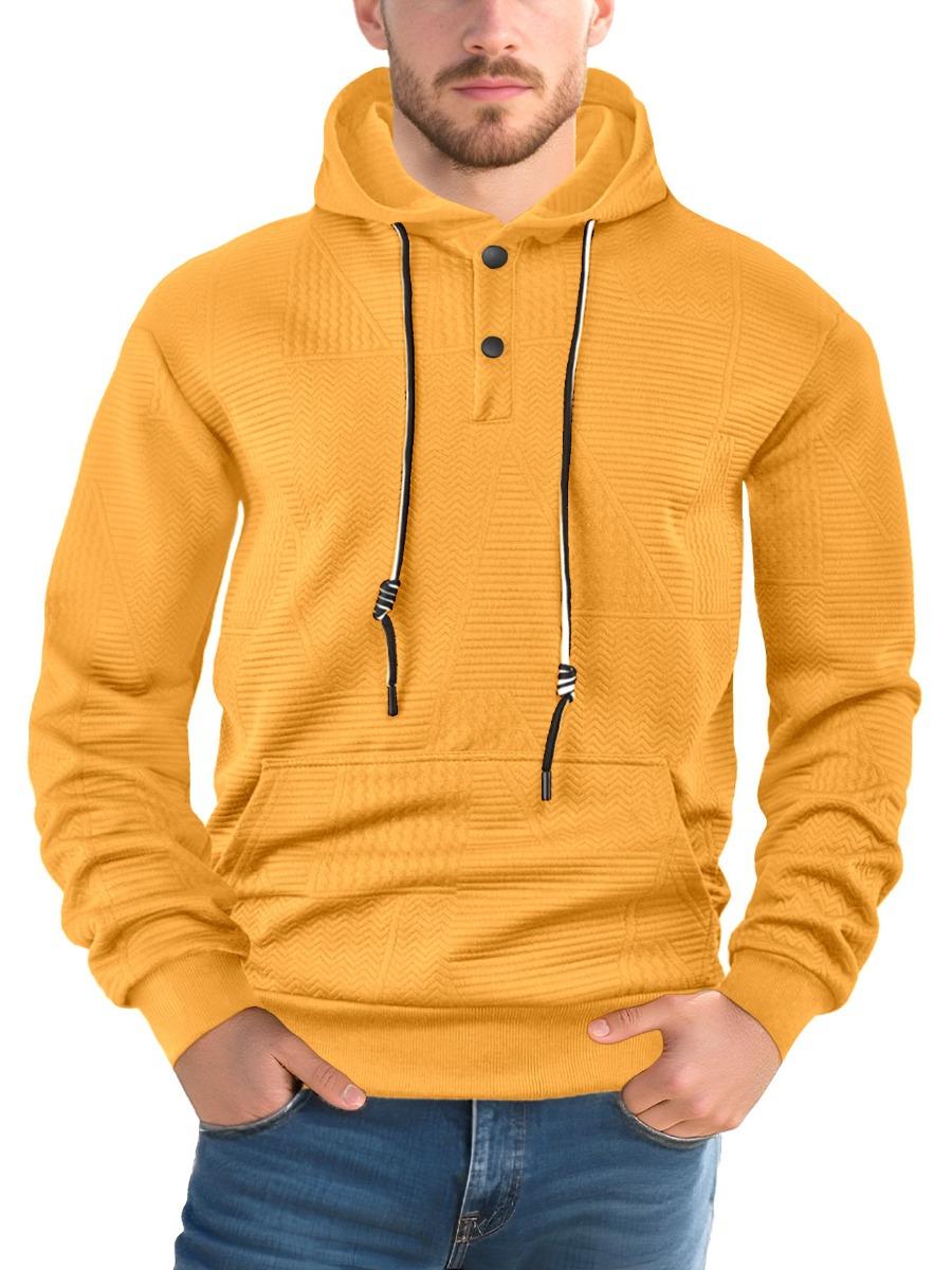 

Loose Fit Long Sleeve Hoodie Men s Casual Sportswear Pure Color Trendy Streetwear Spring Autumn New Arrival Overhead Sweatshirt S жёлтый