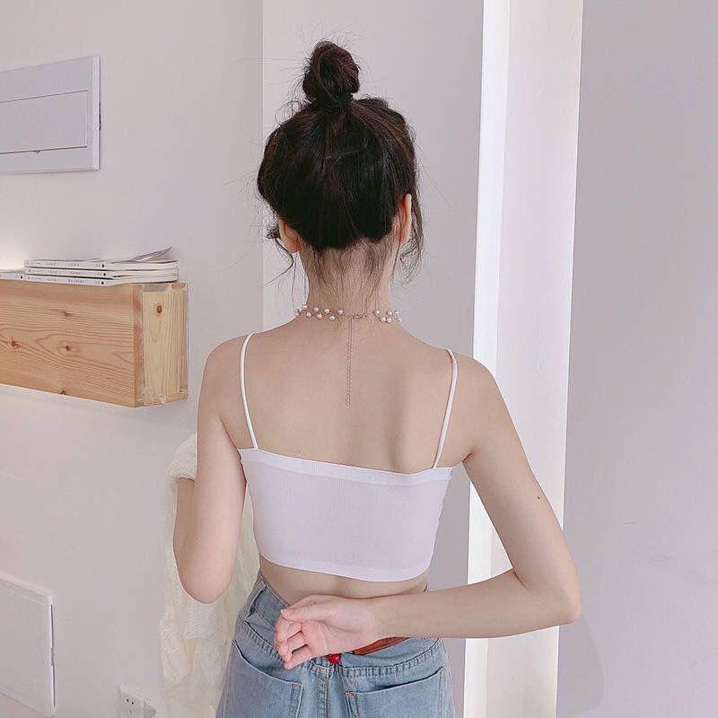 Koreansk Stil Iskall Silke Axelbandslös Bandeau BH för Kvinnliga Studenter - Tunt Inre Slipslinne
