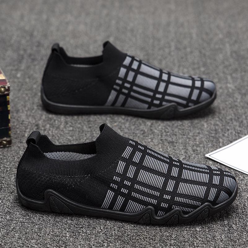 

Мужская обувь осень дышащая спортивная повседневная обувь на доске из сетки-мухи, ленивая обувь на одной педали, универсальные носки-осьминоги, модная обувь 39 чёрный