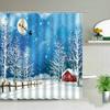Waterproof Bathroom Shower Curtain Elk Christmas Santa Claus Fairy Snow Night Printed Bath Washable Quick Dry Wrinkle Decoratio