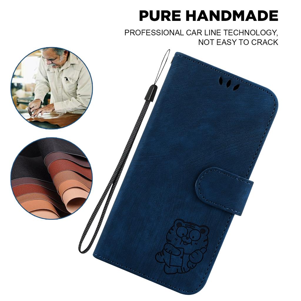For Oppo Reno12 5G (Global) Case Cute Tiger Imprint Leather Wallet Phone Cover