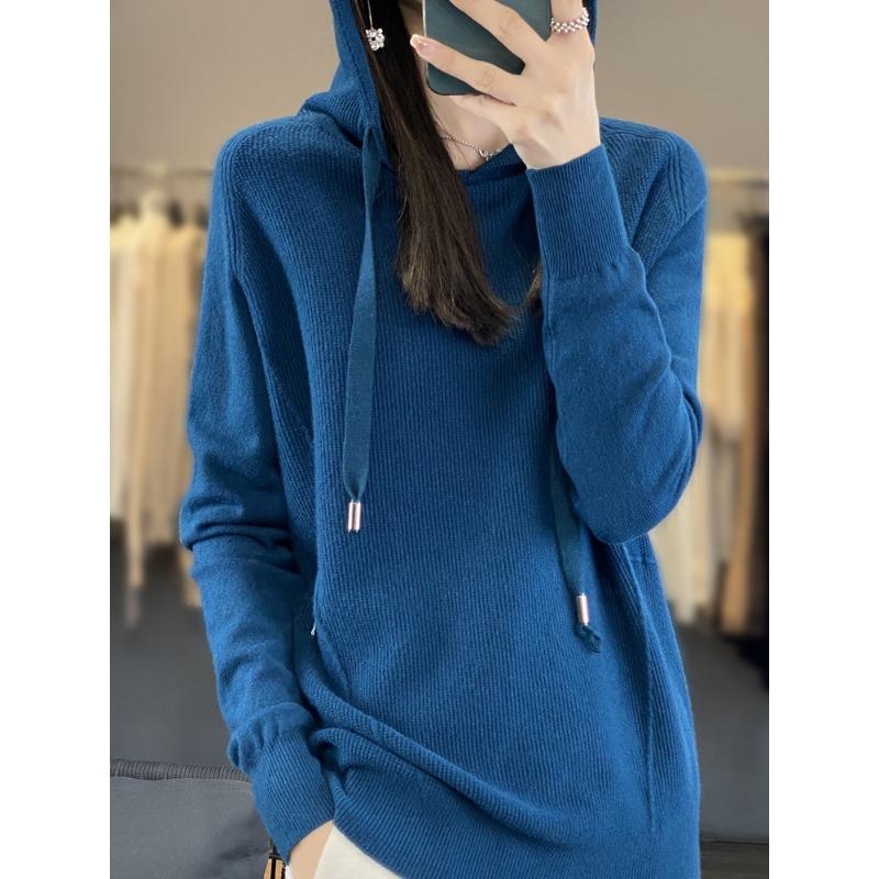 Thickened Warm Hoodie Autumn and Winter New Loose Hooded Knitted Sweater Women's Versatile Soft Waxy Sweater Jacket Tide