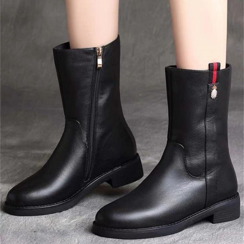 

Новые ботинки Мартина, Универсальные туфли с коротким верхом, С увеличением роста, Теплые, Ботинки на флисовой подкладке с боковой молнией, Женская обувь 39 чёрный