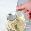 304 Stainless Steel Spoon Creative Short Handle Children's Spoon Cute Dessert Ice Cream Spoon Titanium Plated Tea Round Spoon