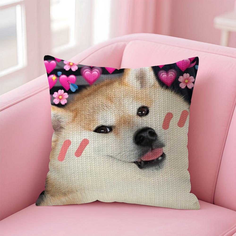 Cute Animal Dog Cat Cushion Cover Natural Linen Pillow Case DoubleSided Print Decorative Sofa Pillowcase Home Decor Gift