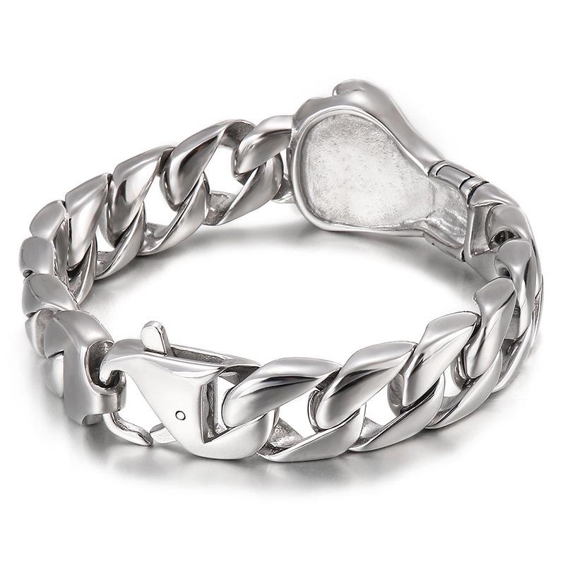 Punk-Style Men's 316L Stainless Steel Cuban Chain Bracelet with Boxing Glove Charm