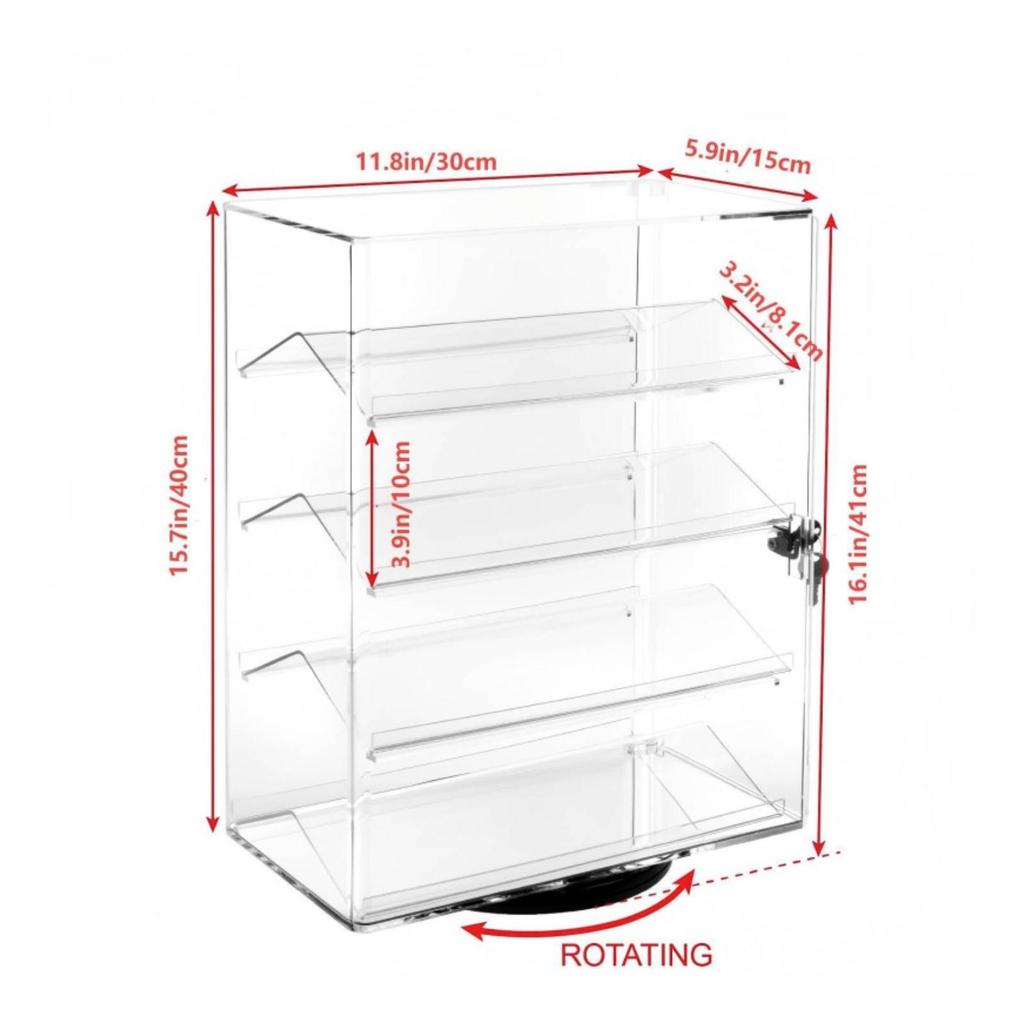 Countertop Display Cabinet with Lock 360-Degree for Retail Counters