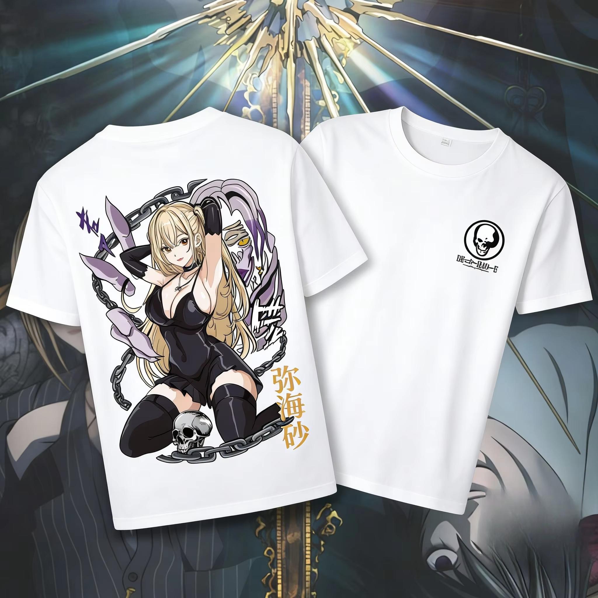 2026 Summer Death Note Oversized T-shirt with Double-sided Print of Misa Amane and Rem the Shinigami T-Shirt 4XL