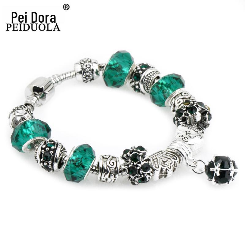 Brățară Trendy cu Mărgele de Cristal Pan cu Pandantiv Coroană de Flori