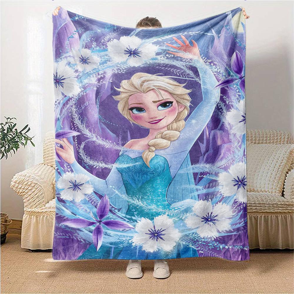 1Pc Elsa'S Winter Fantasy Blanket For Couch Bed Plush Cozy Fuzzy Blanket Super Soft Warm Blankets For Fall And Winter 091871