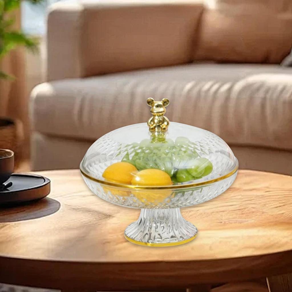 Kuchenständer Obstschale mit Deckel Dekoration Gebäck Aufbewahrung Serviertablett Dessert für