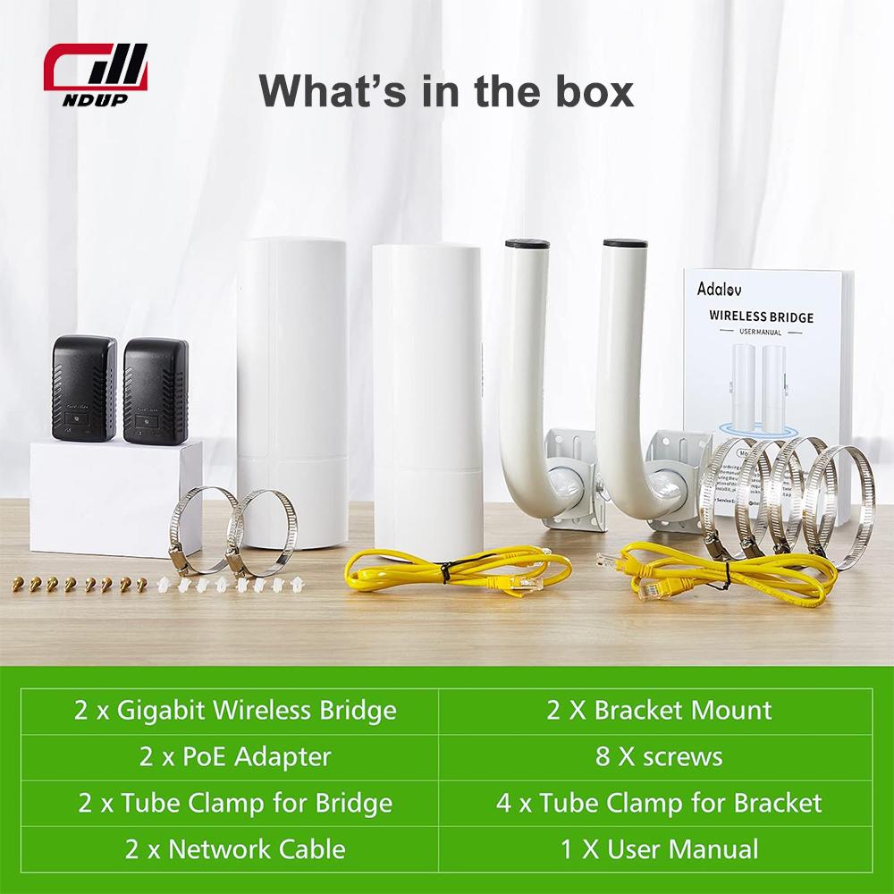 NDUP High-Speed Gigabit Wireless CPE AdaLov 5.8G 3KM, Punkt-zu-Punkt & Multipoint-Unterstützung, 100/1000Mbps Ports mit 16dBi Antenne