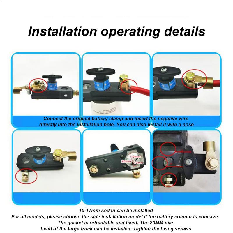 Battery Cut Off Isolator For Car Car Auto Battery Button Isolator Anti-Leakage Knob Design Copper Heavy Duty Battery Disconnect