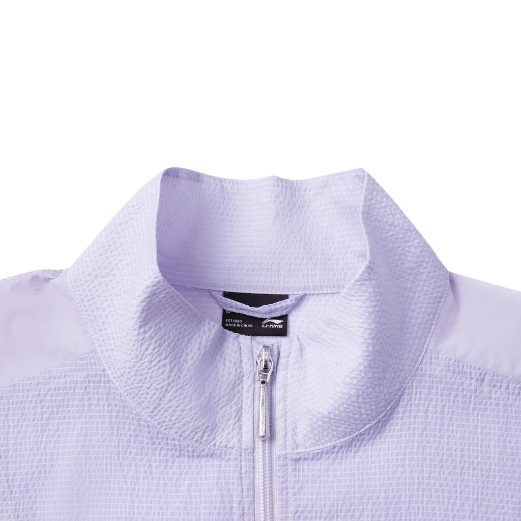 Li Ning Sports Lifestyle Series Solid Color Zipper Stand Collar Comfortable Breathable Versatile Windbreaker Women Outerwear Purple AFDV992-1
