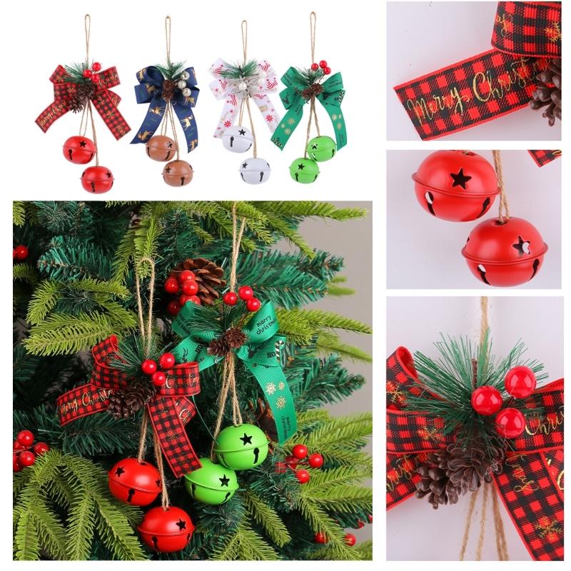 Holiday Bowknot Iron Craft Bells Delicate Iron Crafted Bells with Bowknot for Christmas Tree and Window Decoration