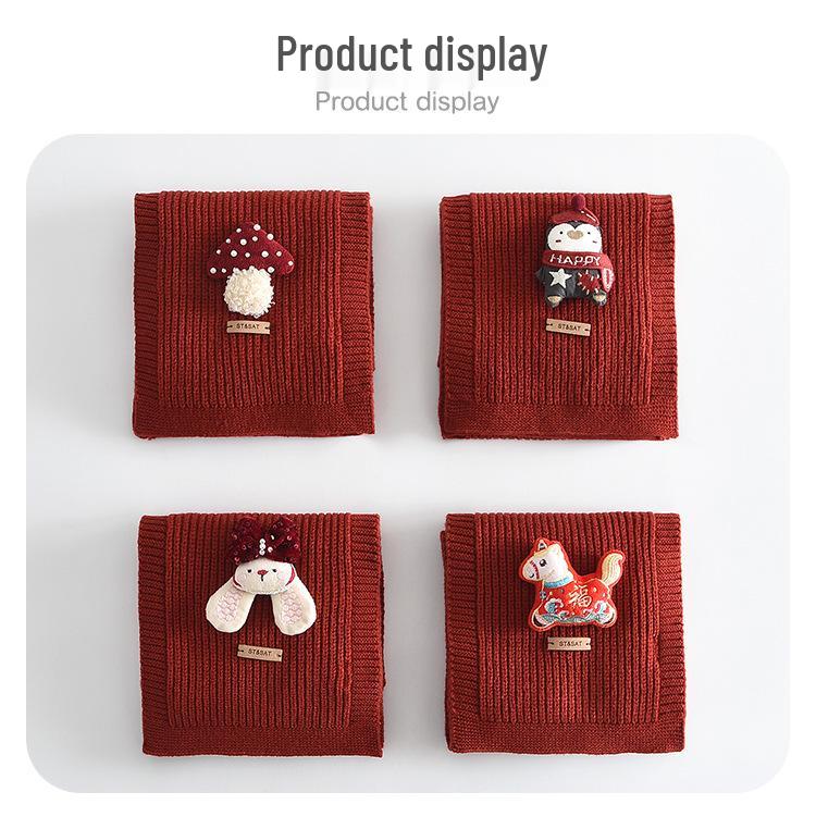 Roter Kinder-Strickschal - Niedlicher, Warmer, Winddichter, Hautfreundlicher Nackenschal