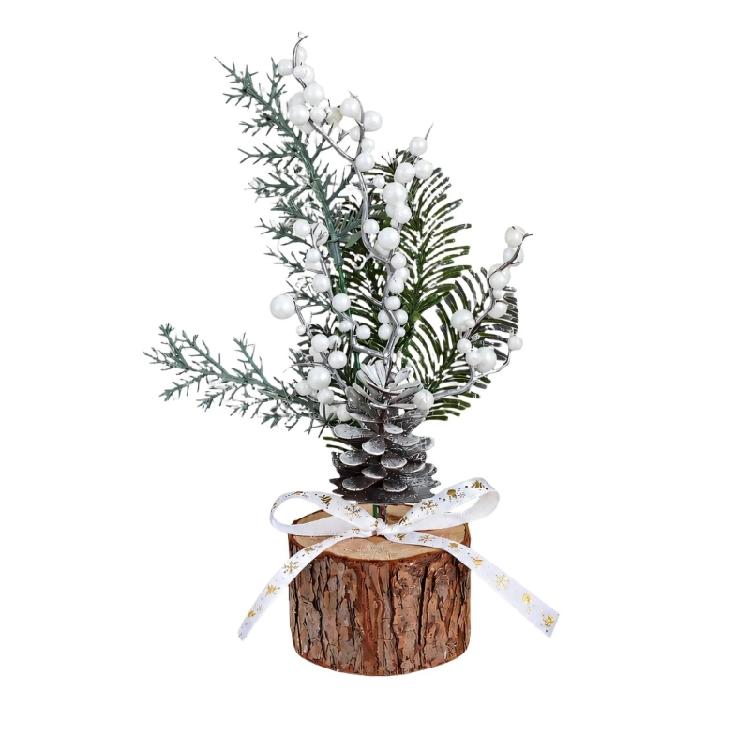 Wood Base Christmas Tree with Faux Branch Detail for Desk, Shelf, Counter, Entry Table, and Shop Front Display