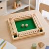 Four Sided Flip Number Board Game Sturdy Wooden Tile with Dice for Families, Casual