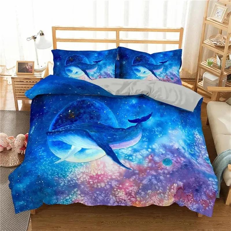 Comforter Ocean Dolphin Bedding Set For Kids Adult Boho Style Marine Themed Microfiber Sea Creatures Bedroom Decor