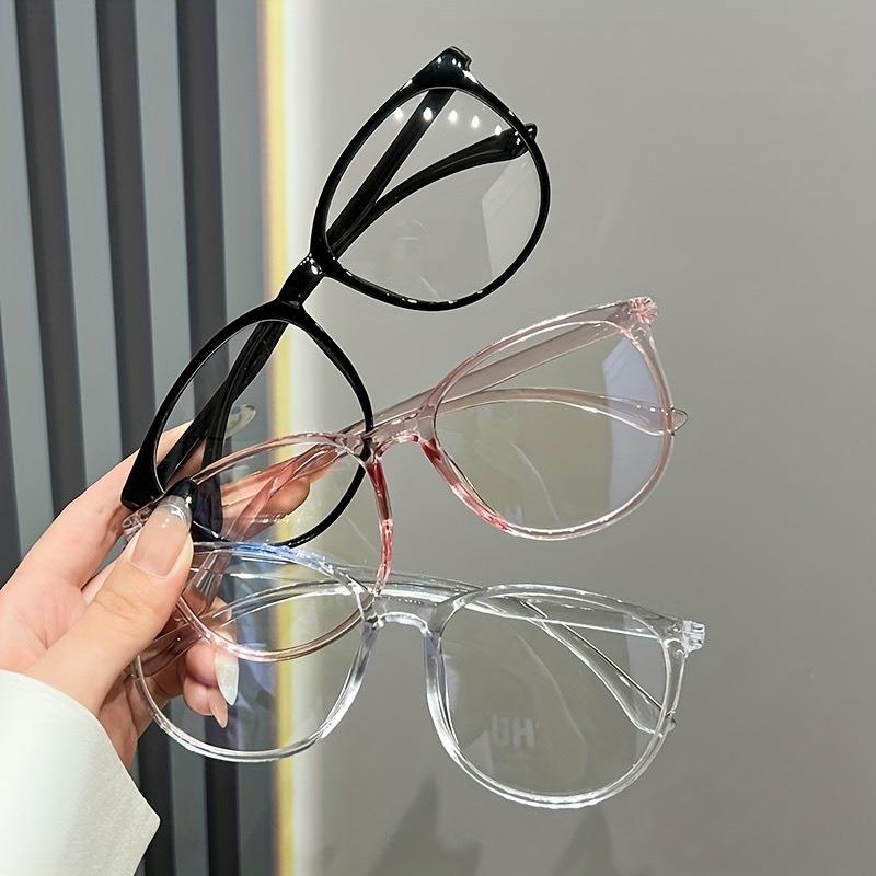 1pc/2pcs Classic Full Frame Glasses Oval Design Transparent Lenses Lightweight and Fashionable Accessory