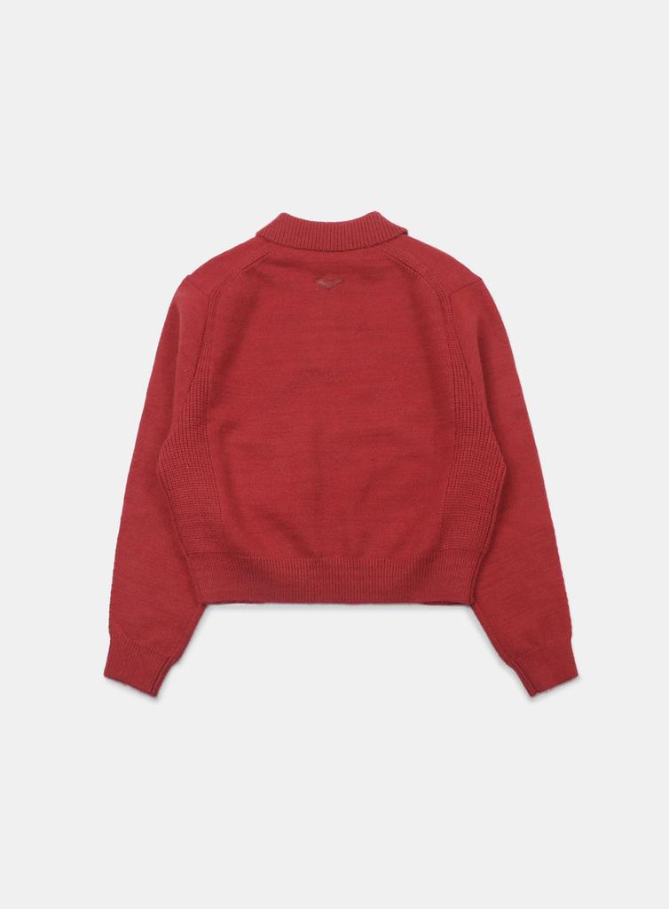 Korean Badblood BCAC Series Women's Red Polo Collar Sweater - Casual Loose Knitwear