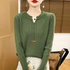 Korean Style V Neck Long Sleeve Pullover Sweater For Women