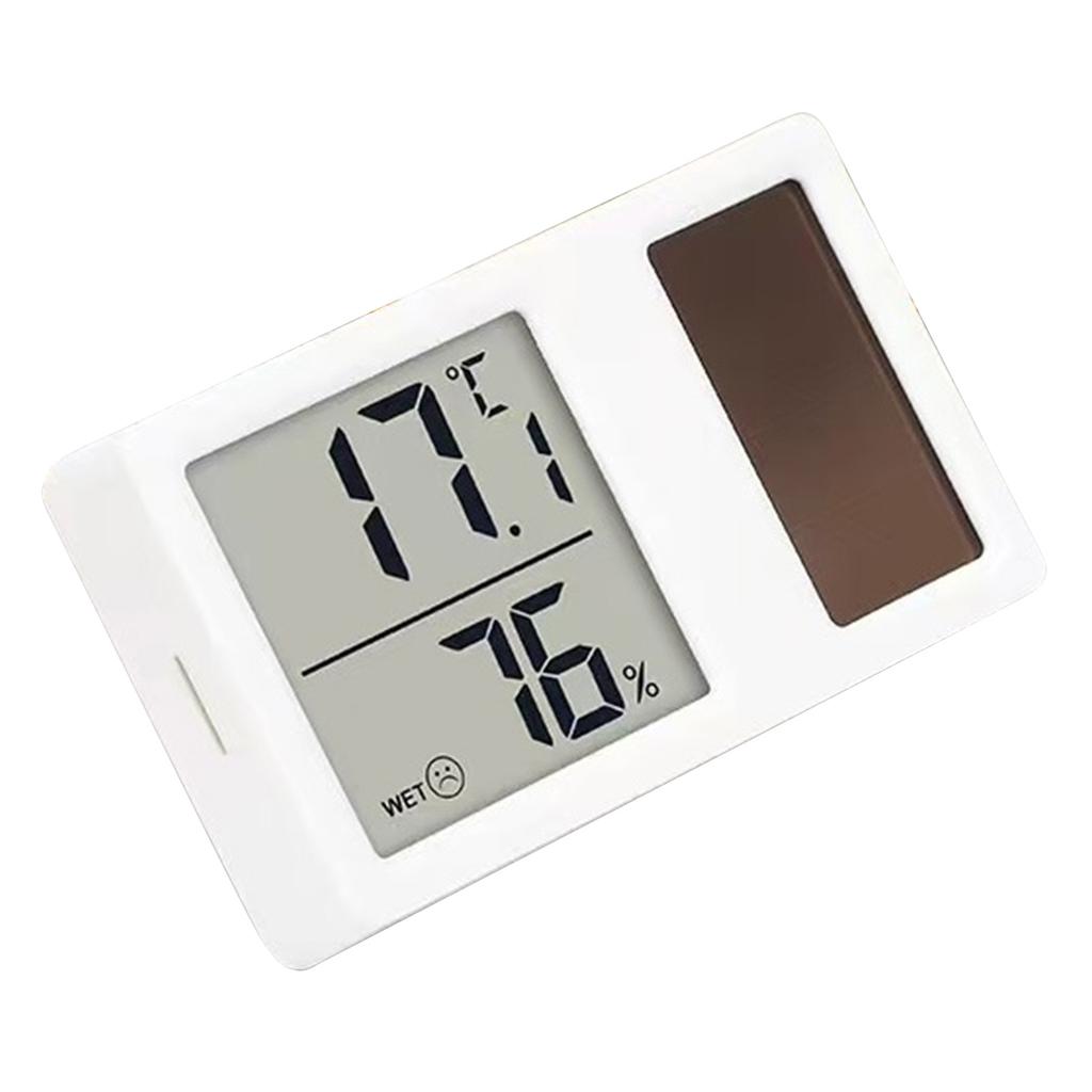 Thermometer Hygrometer Solar Powered Desktop Temperature Humidity Measurement Meter Gauge for Indoor Baby Room Office