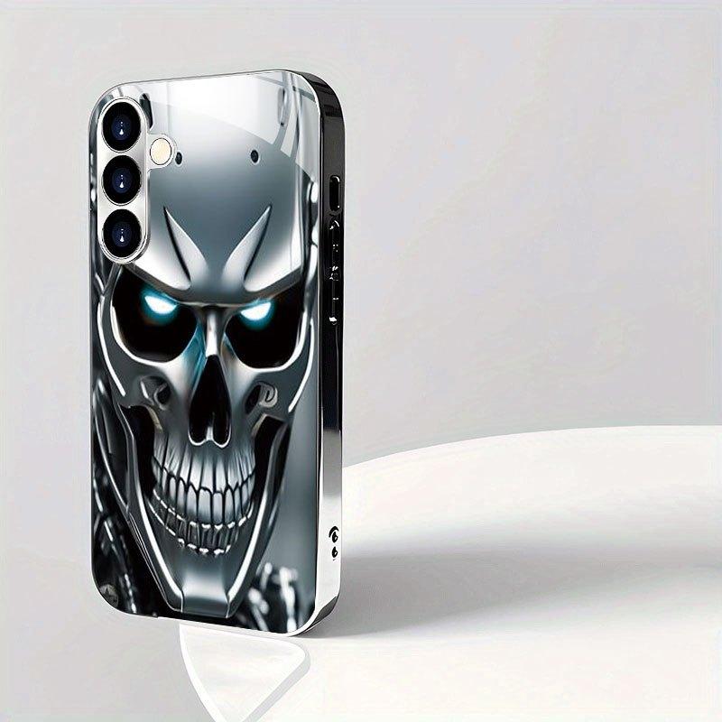 Kreatives Glas Handyhülle mit Totenkopf Geeignet für Samsung Galaxy S26 S25 S24 S23 S22 S20 FE Ultra Plus Anti-Drop Rückseite