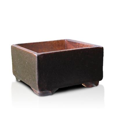 Umekichi Bonsai 3eckiger Bonsai Braun Yokkaichi Banko Passend für knollige ca. 9cm Zubehör, Nein. Topf, Glasiert, Keramik, Eigama, Quadratisch, Flach,