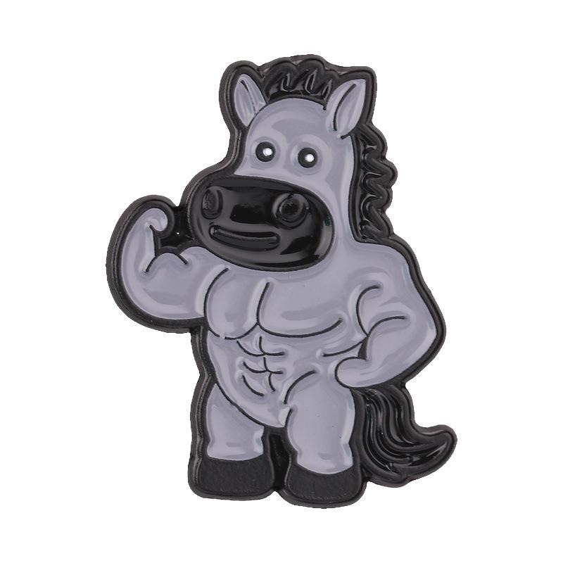 Trendy Lizard Pug Pony Muscle Pin: Fun Animal Fitness Lapel Accessory