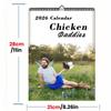 2026 Funny Chicken Daddy Wall Calendar A4 Size Creative Humor Design For Home Office Decor Gift White Card Paper OPP Packaging