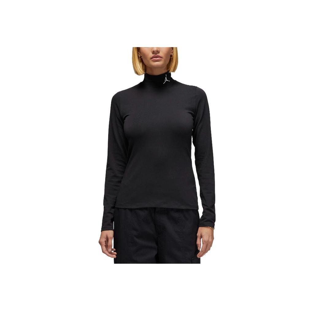 Jordan Dámské tričko s dlouhým rukávem a potiskem loga v jednobarevném provedení, černé DQ4619-010