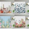 Plant Series Shower Curtains Bathroom Waterproof Polyester Cloth Curtain Set Flowers Print Screens for Bathtub Decor With Hooks