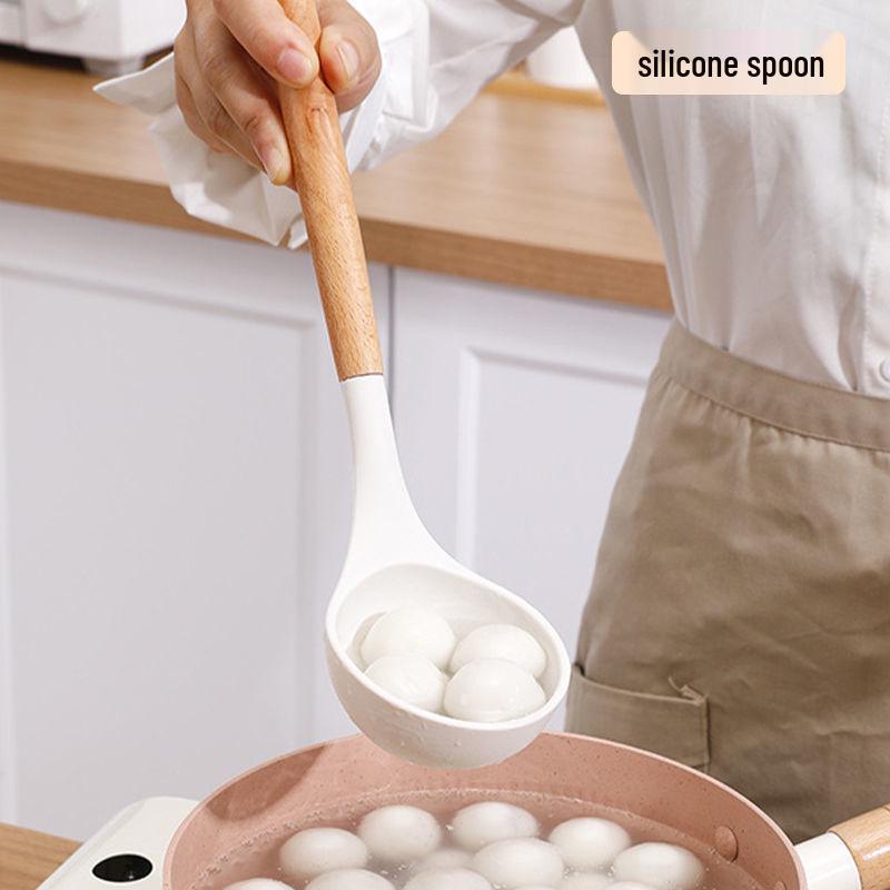 High-Temp Silicone Cookware Set: Spatula, Ladle & Slotted Spoon for Non-Stick Pans