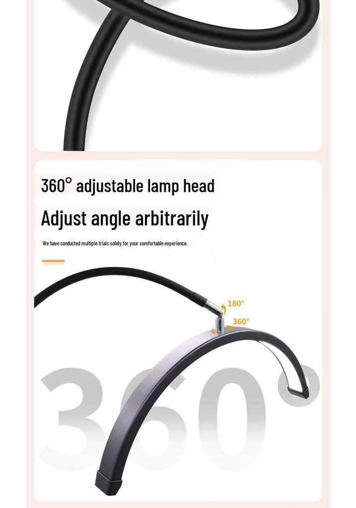 16-inch Desk Clamp Crescent Beauty Lamp, 20W Flexible Hose, for Tattooing, Eyebrow Shaping, Nail Art, U-Shaped Eye Protection, Eyelash Extension.