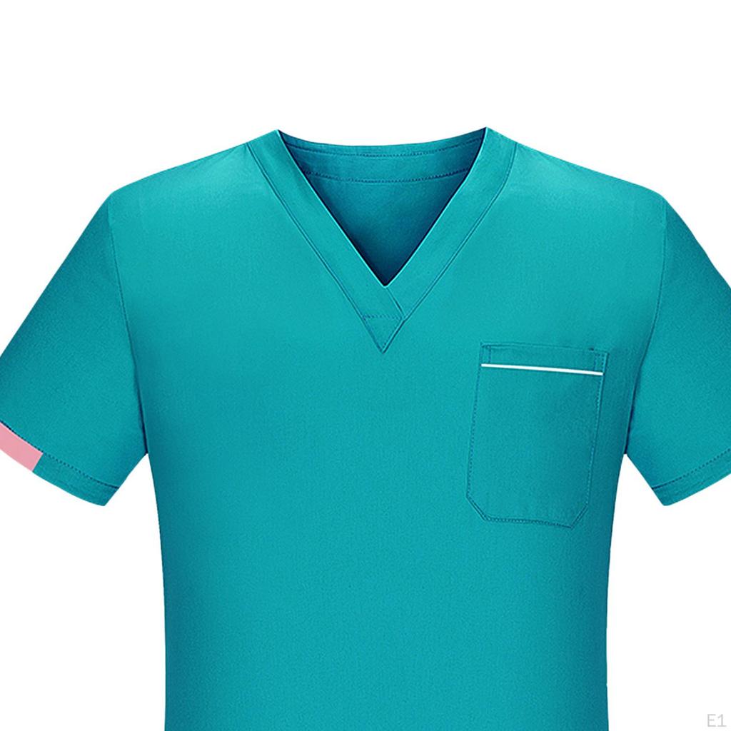 Nursing Uniform Scrub Set Work suits Nurse Top Pants V Neckline Short Sleeve Workwear for Healthcare