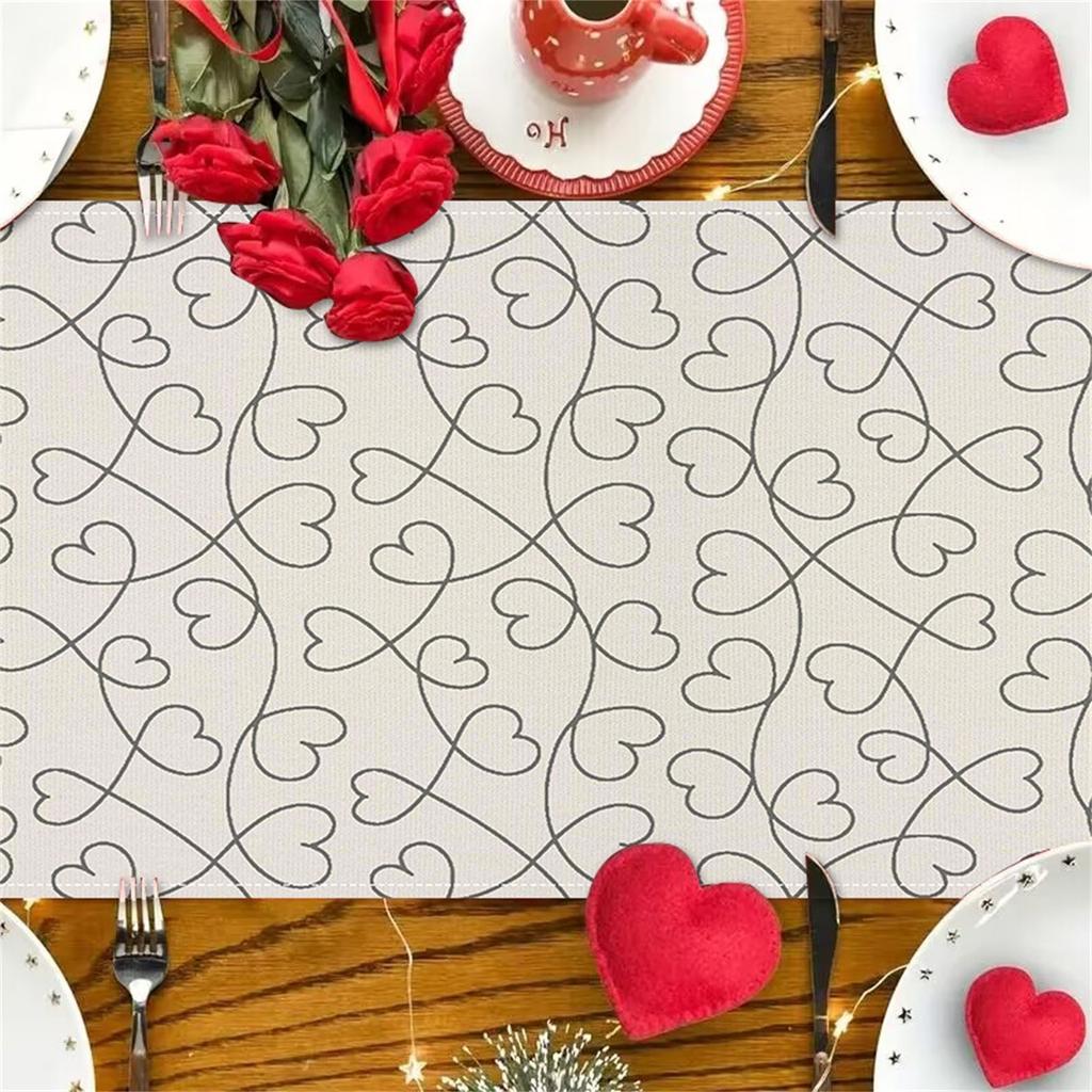 Rose  Linen Table Flag Valentine'S Day Table Decoration Tablecloth Cushion Tablecloth Home Fabric