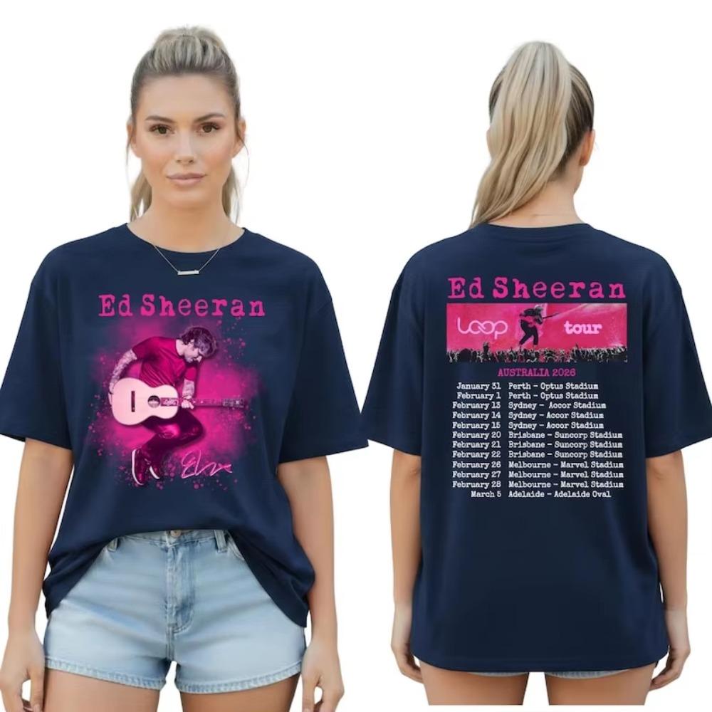 

Vintage Ed Sheeran Loop Tour Concert Cotton T-Shirt Women Men Casual Funny Tees for Fan Gifts Australian Tshirt 3XL