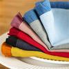 100% Flax Linen Cocktail Napkin Table Napkin with Color Border for Wedding Party Anniversary Celebration Coffee Shop