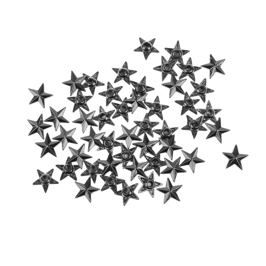 50 Set Rivets Snap Studs Alloy Decorative Spikes Buttons Garment DIY Accessory - Black