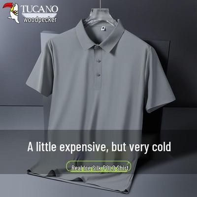 Herren Eisseide Nahtloses Poloshirt