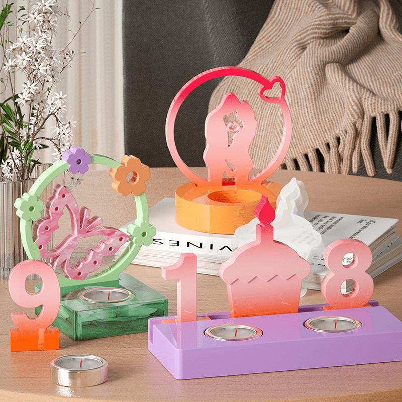 Digitální dekorativní ornament, držák na svíčky, sádrová forma, silikonová forma pro kutily