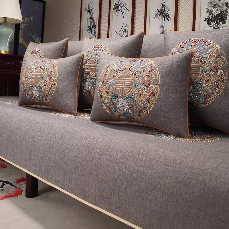 Solid Wood Sofa Cushion Non-Slip Cover High-Grade New Chinese Mahogany Sofa Cushion Cover High-Grade Arhat Bed Sofa Towel