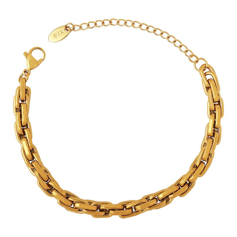 Personalized Women's Thick Chain Bracelet - Titanium Steel, 18K Gold Plated, Hypoallergenic, Niche Design.
